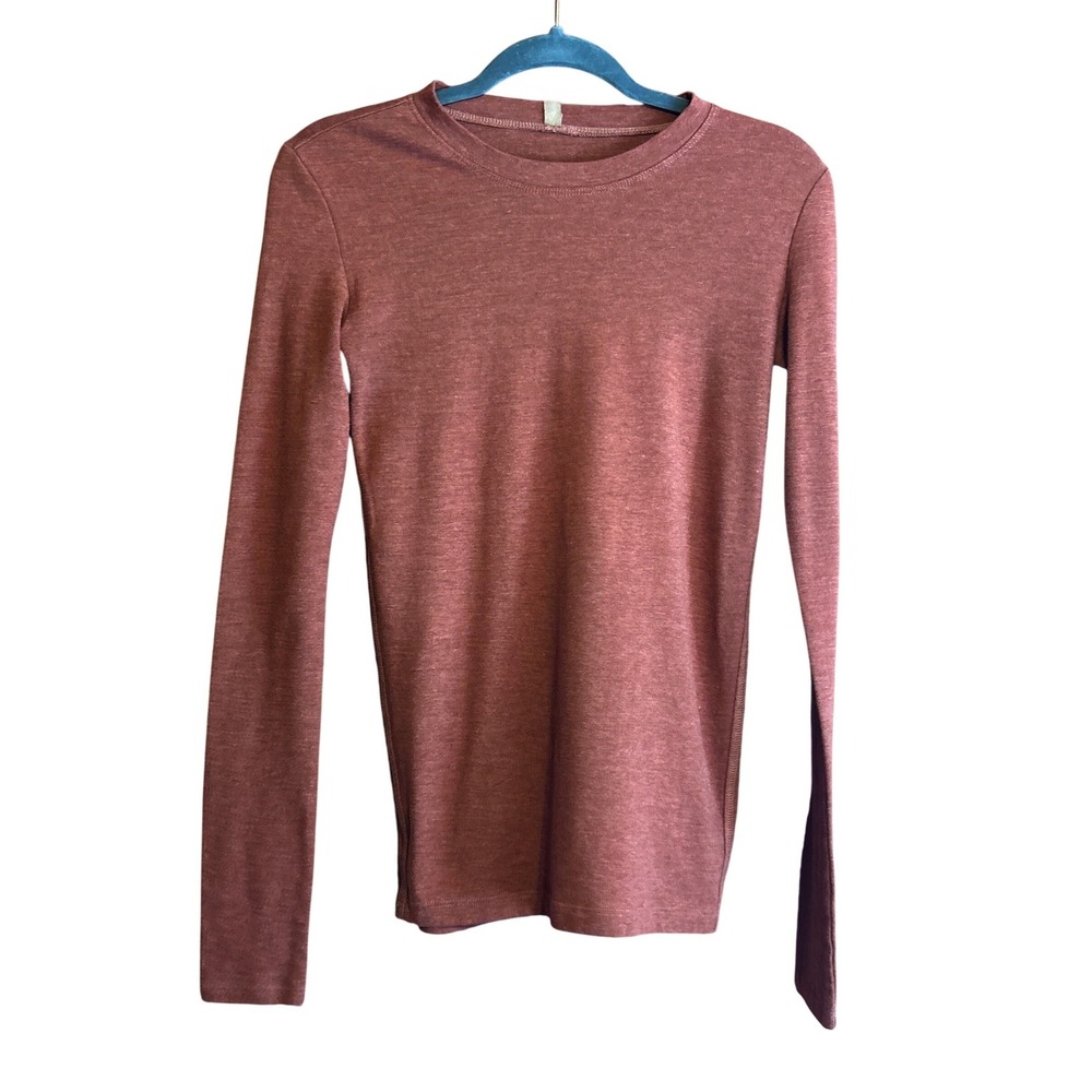 Lunya Womens Pima Cotton Long Sleeve Tee Terracotta Large, soft girl, cozy